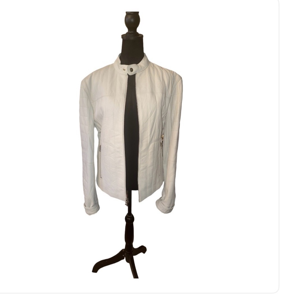 Armani Exchange White Leather Jacket